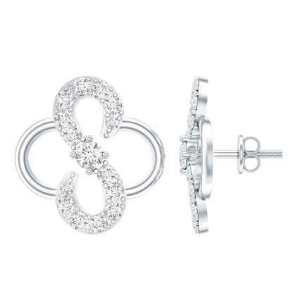 Lab Grown Diamond Floral Stud Earrings with Screw Back