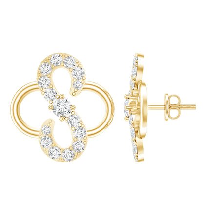 Lab Grown Diamond Floral Stud Earrings with Screw Back