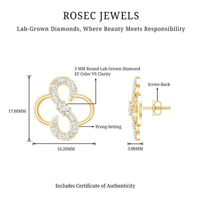 Lab Grown Diamond Floral Stud Earrings with Screw Back