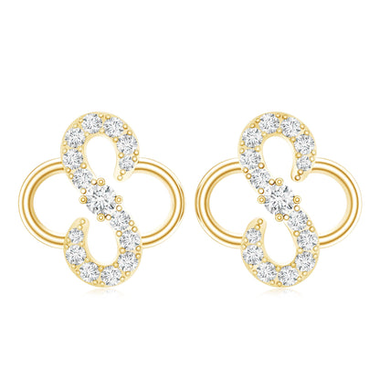 Lab Grown Diamond Floral Stud Earrings with Screw Back