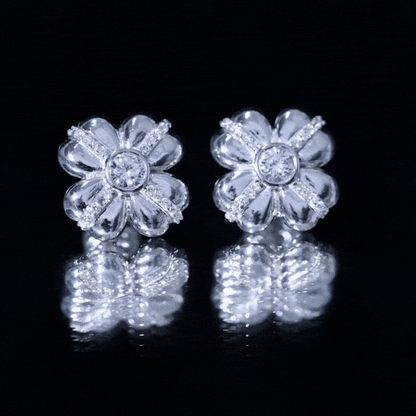 Lab Grown Diamond Flower Stud Earrings With Screw Back