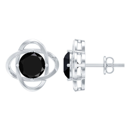 Certified Lab Grown Black Diamond Stud Earrings With Screw Back