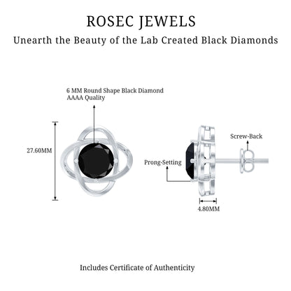 Certified Lab Grown Black Diamond Stud Earrings With Screw Back