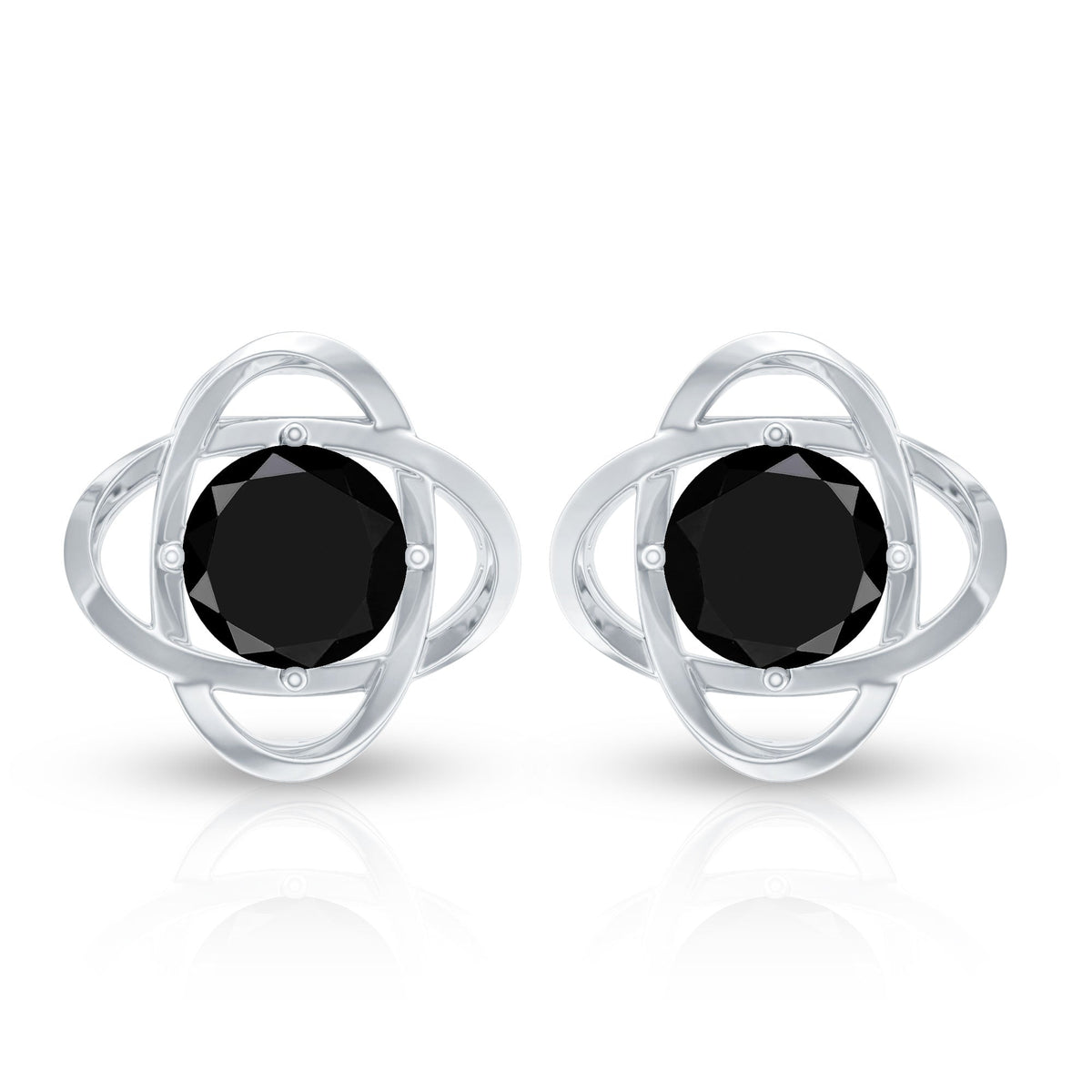 Certified Lab Grown Black Diamond Stud Earrings With Screw Back