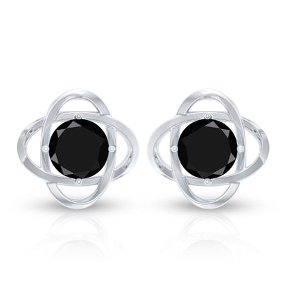 Certified Lab Grown Black Diamond Stud Earrings With Screw Back