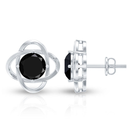 Certified Lab Grown Black Diamond Stud Earrings With Screw Back