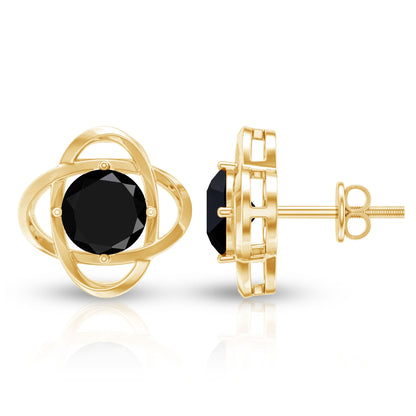 Certified Lab Grown Black Diamond Stud Earrings With Screw Back