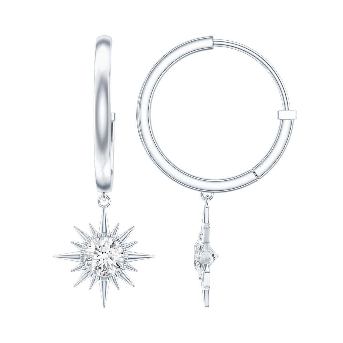 Certified Lab Grown Diamond Sunburst Hoop Earrings