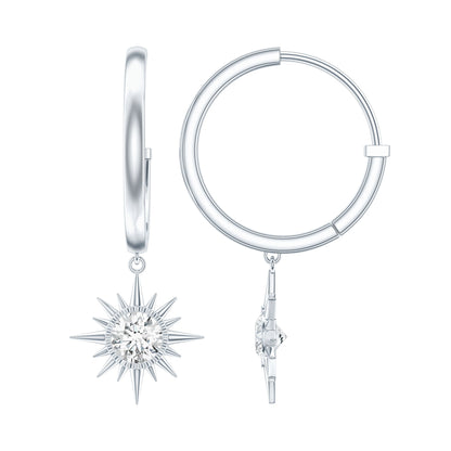 Certified Lab Grown Diamond Sunburst Hoop Earrings