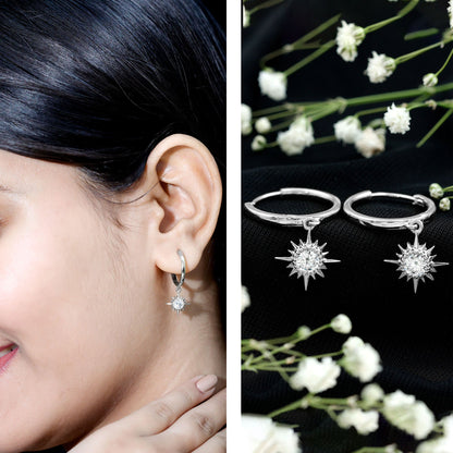 Certified Lab Grown Diamond Sunburst Hoop Earrings