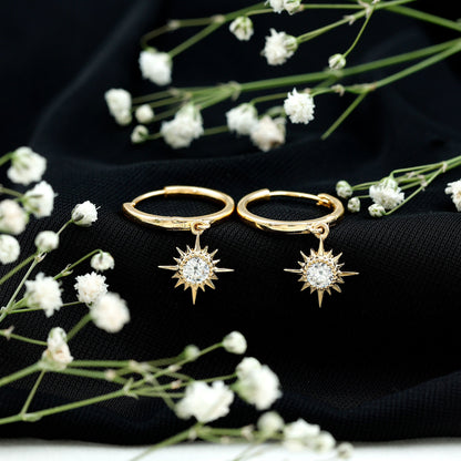Certified Lab Grown Diamond Sunburst Hoop Earrings