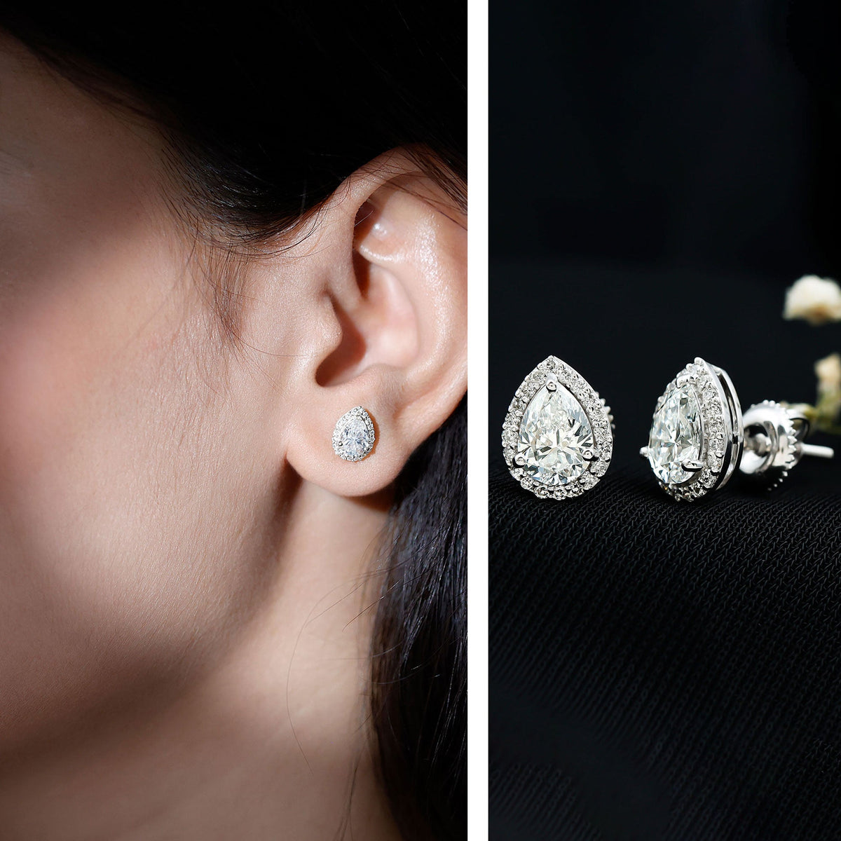 Certified 1.3 Carat Lab Grown Diamond Teardrop Stud Earrings