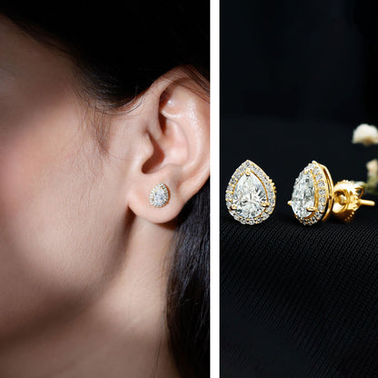 Certified 1.3 Carat Lab Grown Diamond Teardrop Stud Earrings