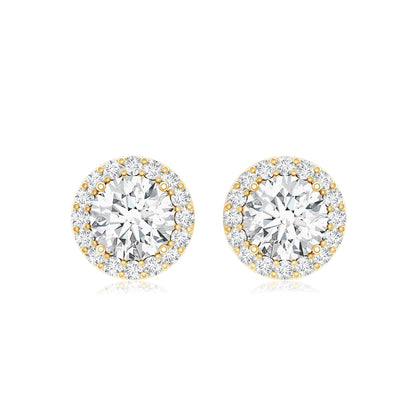 0.9 Carat Round Lab Grown Diamond Halo Stud Earrings With Screw Back