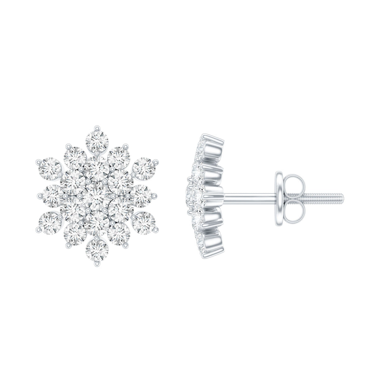 Certified Lab Grown Diamond Flower Statement Earrings