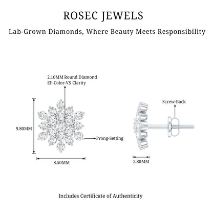 Certified Lab Grown Diamond Flower Statement Earrings