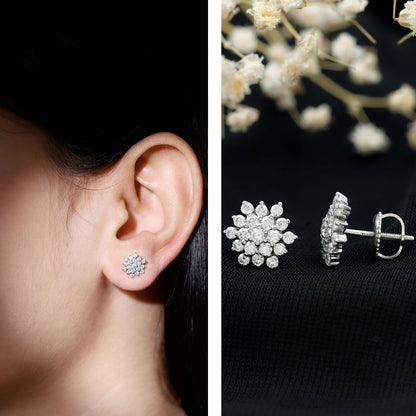 Certified Lab Grown Diamond Flower Statement Earrings
