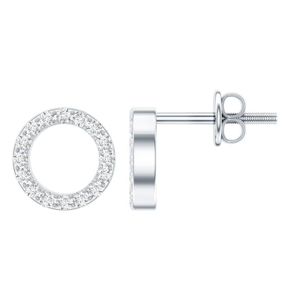 Lab Grown Diamond Circle Stud Earrings With Screw Back
