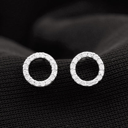 Lab Grown Diamond Circle Stud Earrings With Screw Back