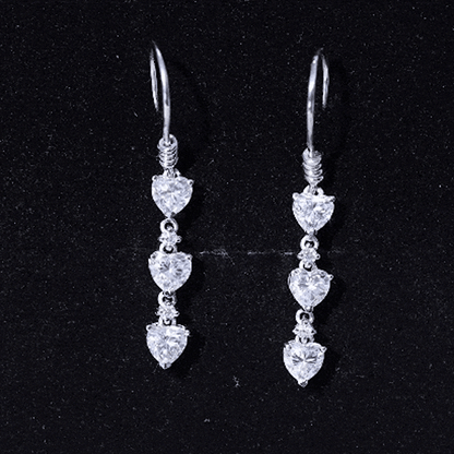 Certified Lab Heart Shaped Diamond Fish Hook Dangle Earrings