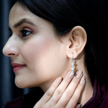 Certified Lab Heart Shaped Diamond Fish Hook Dangle Earrings