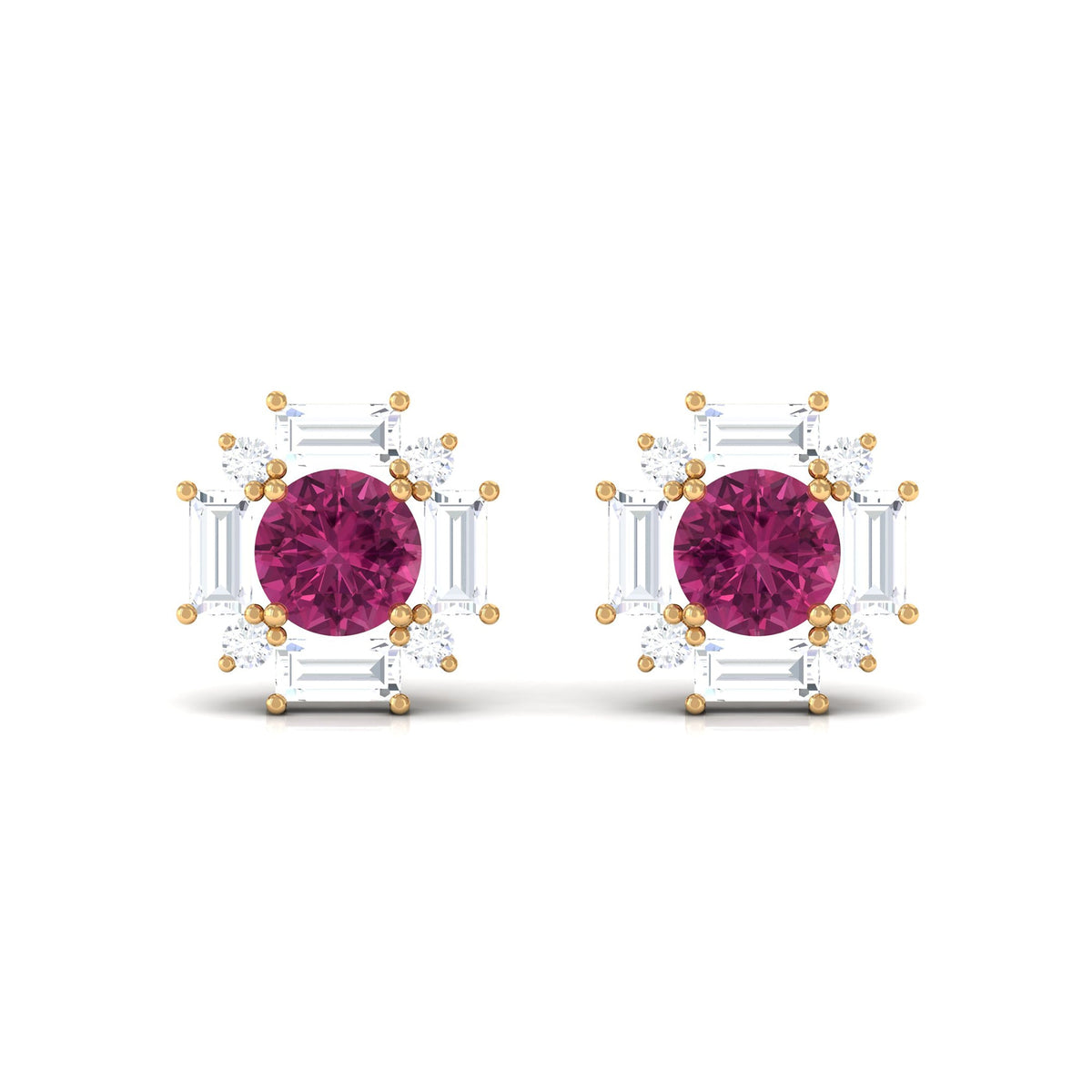 0.4 CT Pink Tourmaline and Diamond Halo Stud Earrings