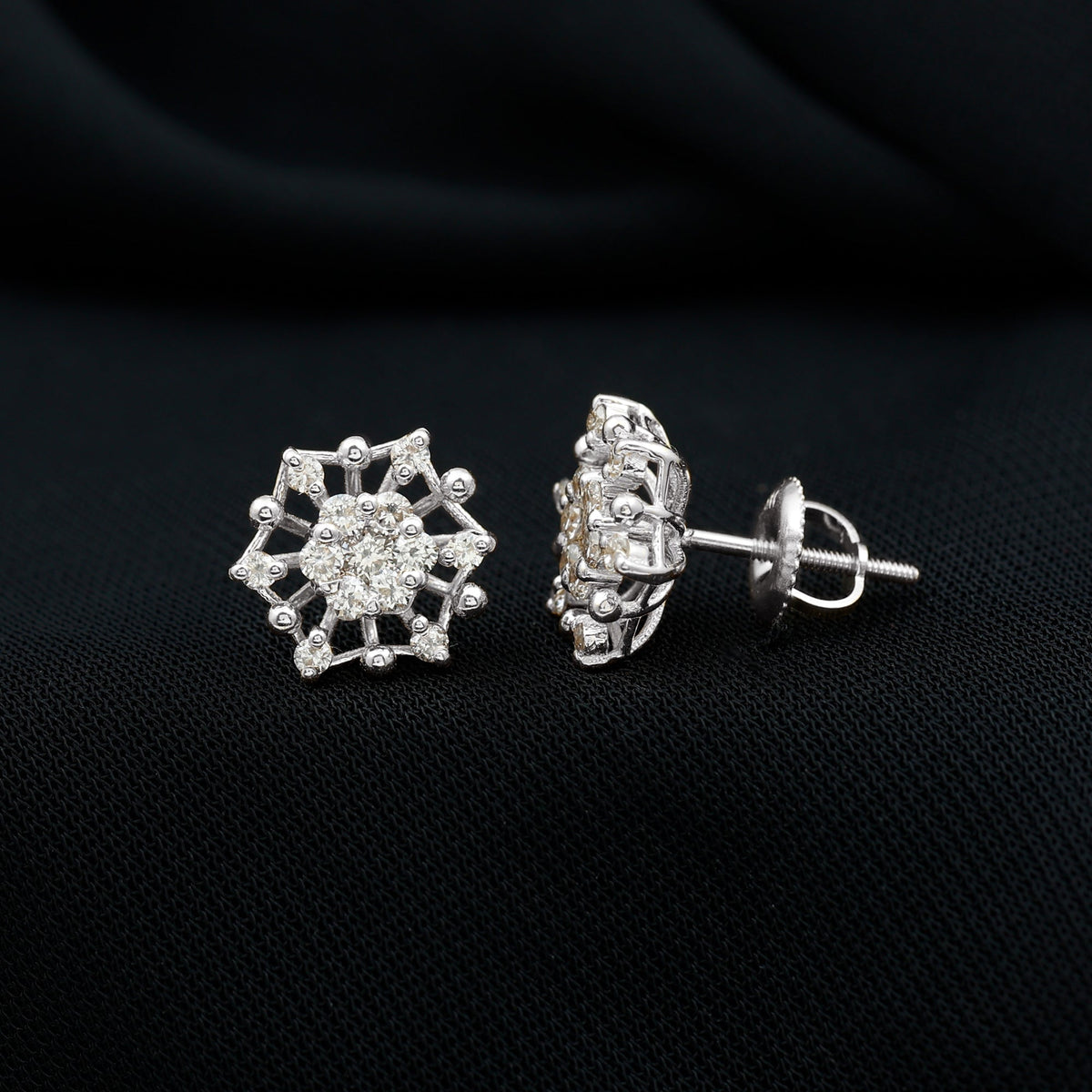 Diamond Cluster Stud Earrings