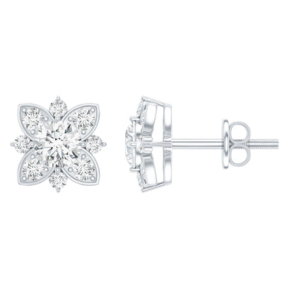 Certified Moissanite Floral Stud Earrings