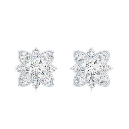 Certified Moissanite Floral Stud Earrings