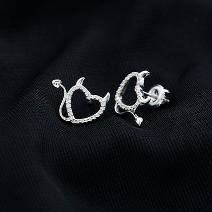 Round Diamond Devil Heart Earrings