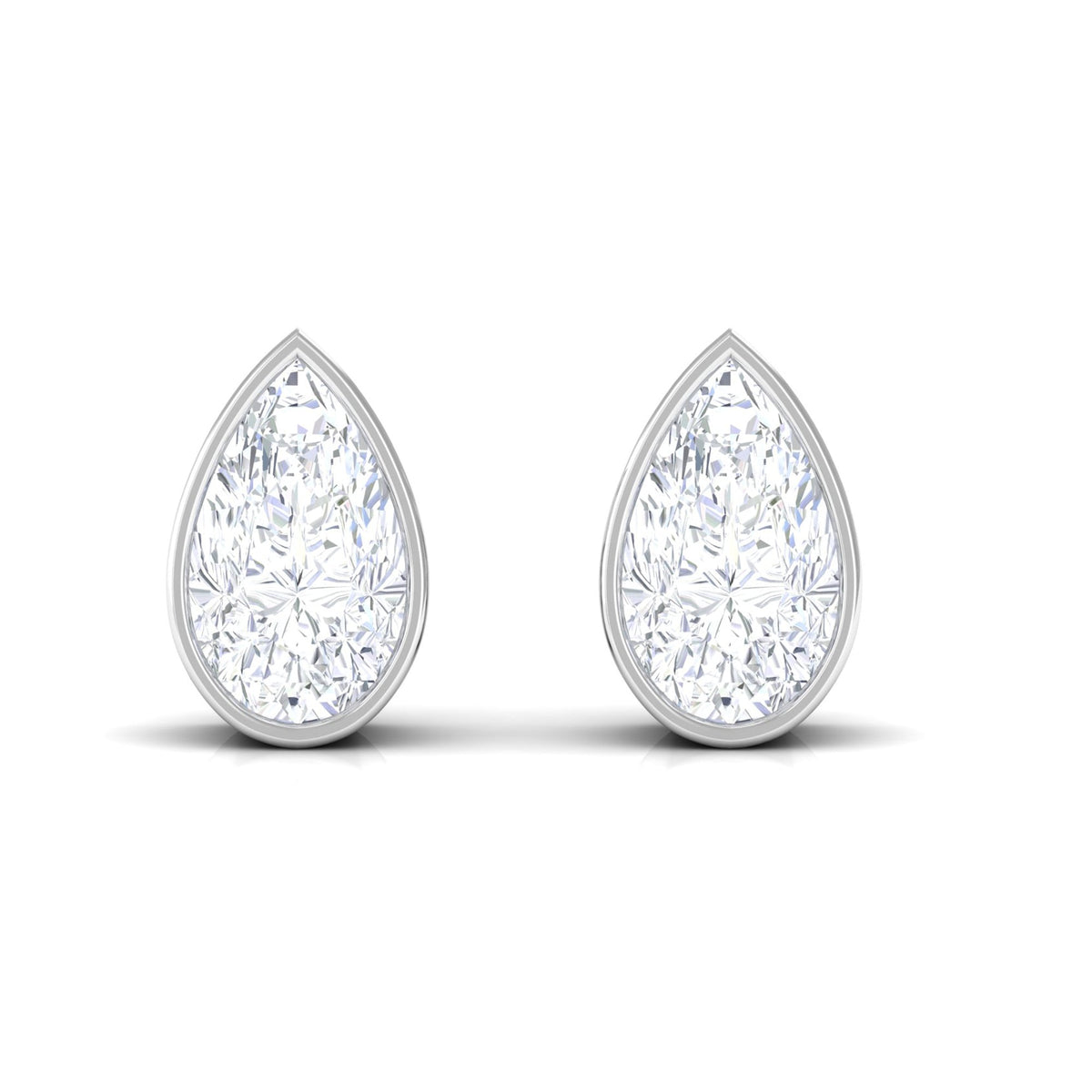 Pear Cut Natural Diamond Solitaire Stud Earrings
