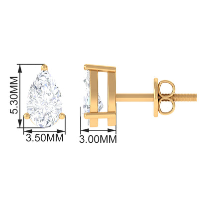 Pear Cut Diamond Solitaire Stud Earrings