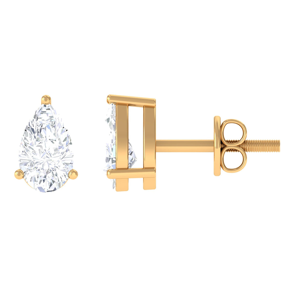 Pear Cut Diamond Solitaire Stud Earrings