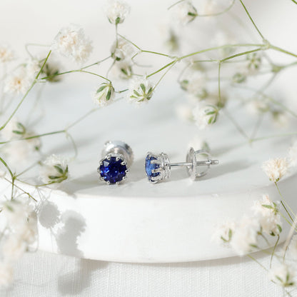 1.9 Carat Blue Sapphire Solitaire Vintage Earrings for Women