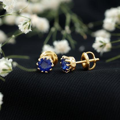 1.9 Carat Blue Sapphire Solitaire Vintage Earrings for Women