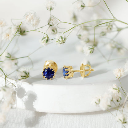 1.9 Carat Blue Sapphire Solitaire Vintage Earrings for Women