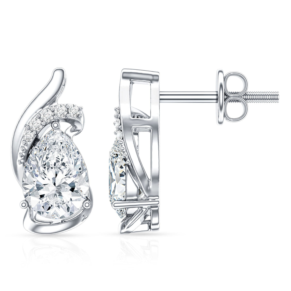 1.3 Carat Certified Lab Grown Diamond Teardrop Stud Earrings