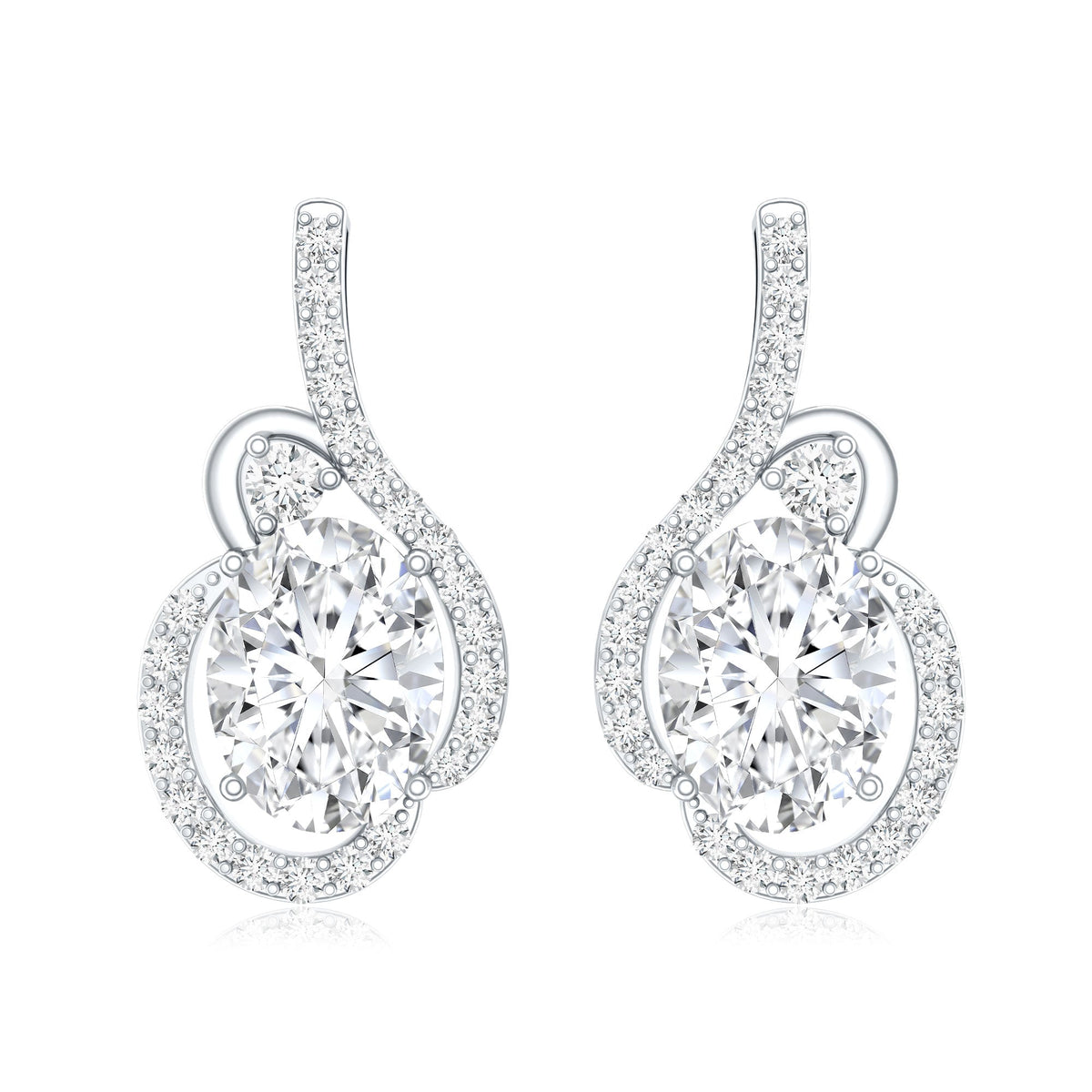 Certified 2.5 Carat Oval Lab Grown Diamond Designer Stud Earrings