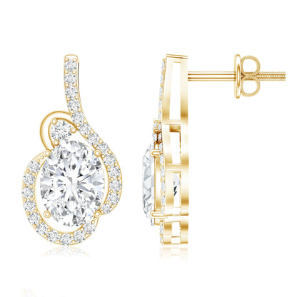 Certified 2.5 Carat Oval Lab Grown Diamond Designer Stud Earrings