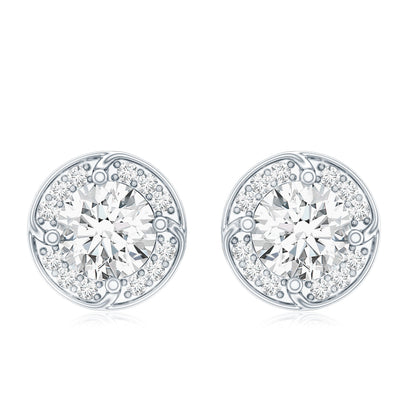 2.5 Carat Lab Grown Diamond Halo Stud Earrings