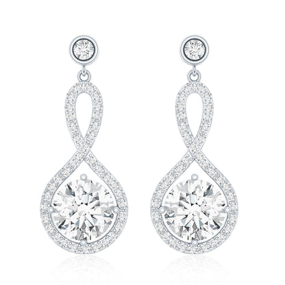1.9 Carat Lab Grown Diamond Infinity Dangle Earrings For Women