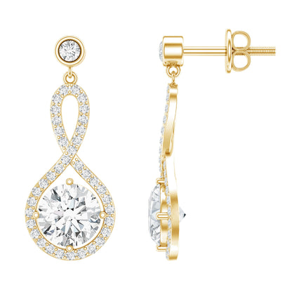 1.9 Carat Lab Grown Diamond Infinity Dangle Earrings For Women