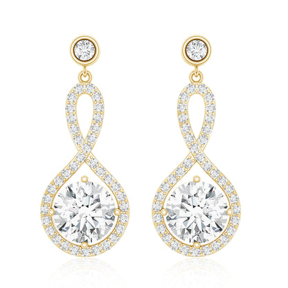 1.9 Carat Lab Grown Diamond Infinity Dangle Earrings For Women