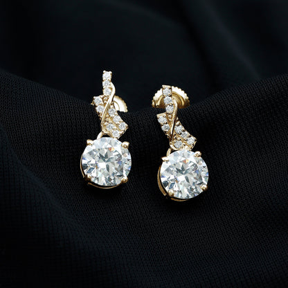 Certified 4 Carat Round Lab Diamond Designer Drop Earrings