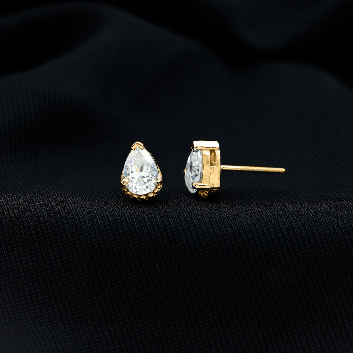 Certified Lab 1.3 Carat Pear Diamond Designer Stud Earrings