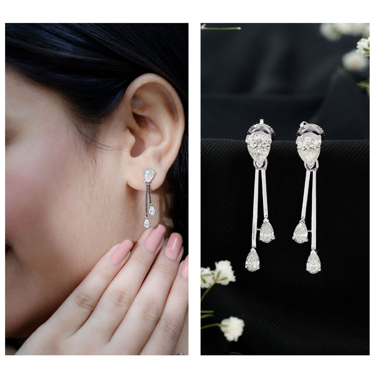 Certified Lab Grown Diamond Teardrop Dangle Earrings