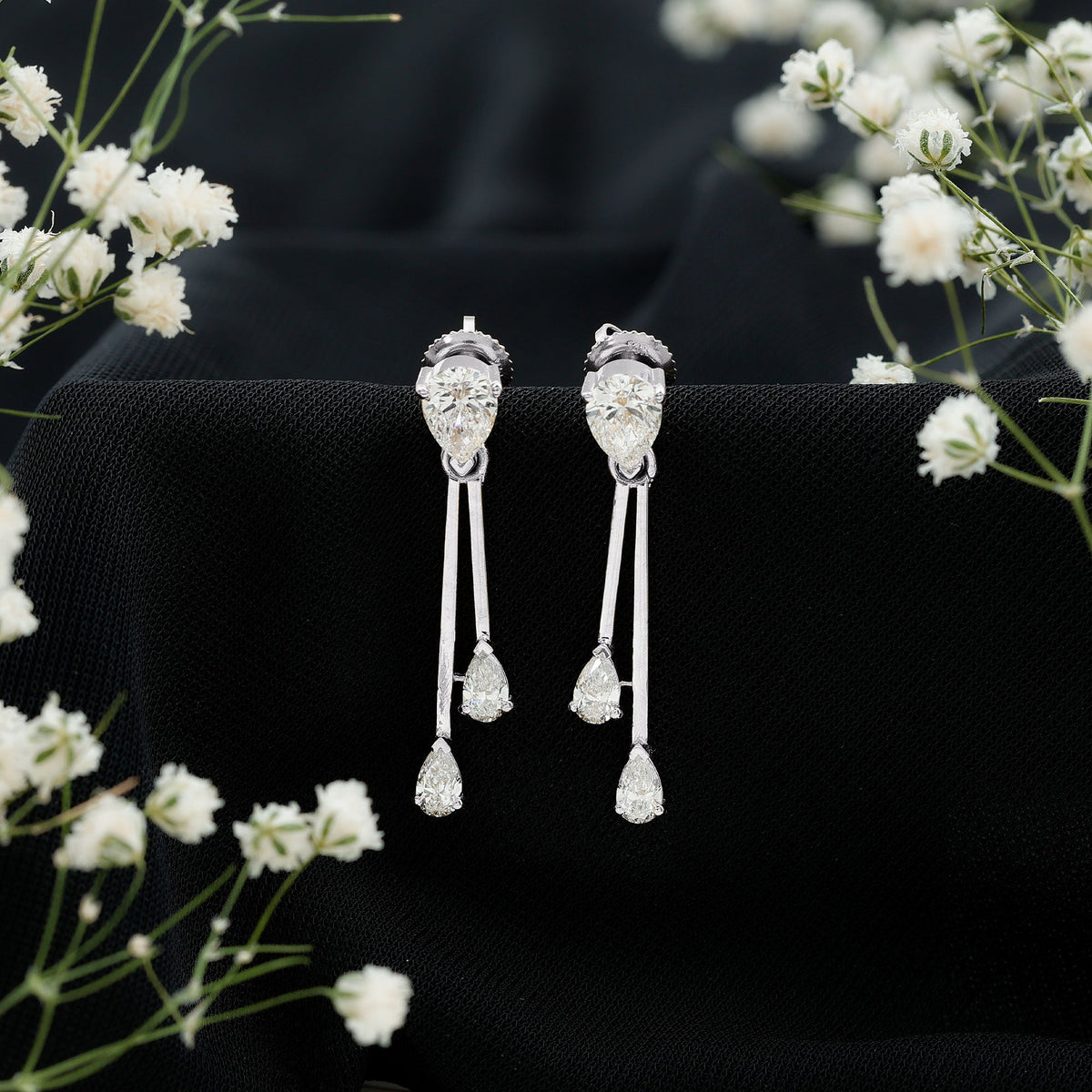 Certified Lab Grown Diamond Teardrop Dangle Earrings