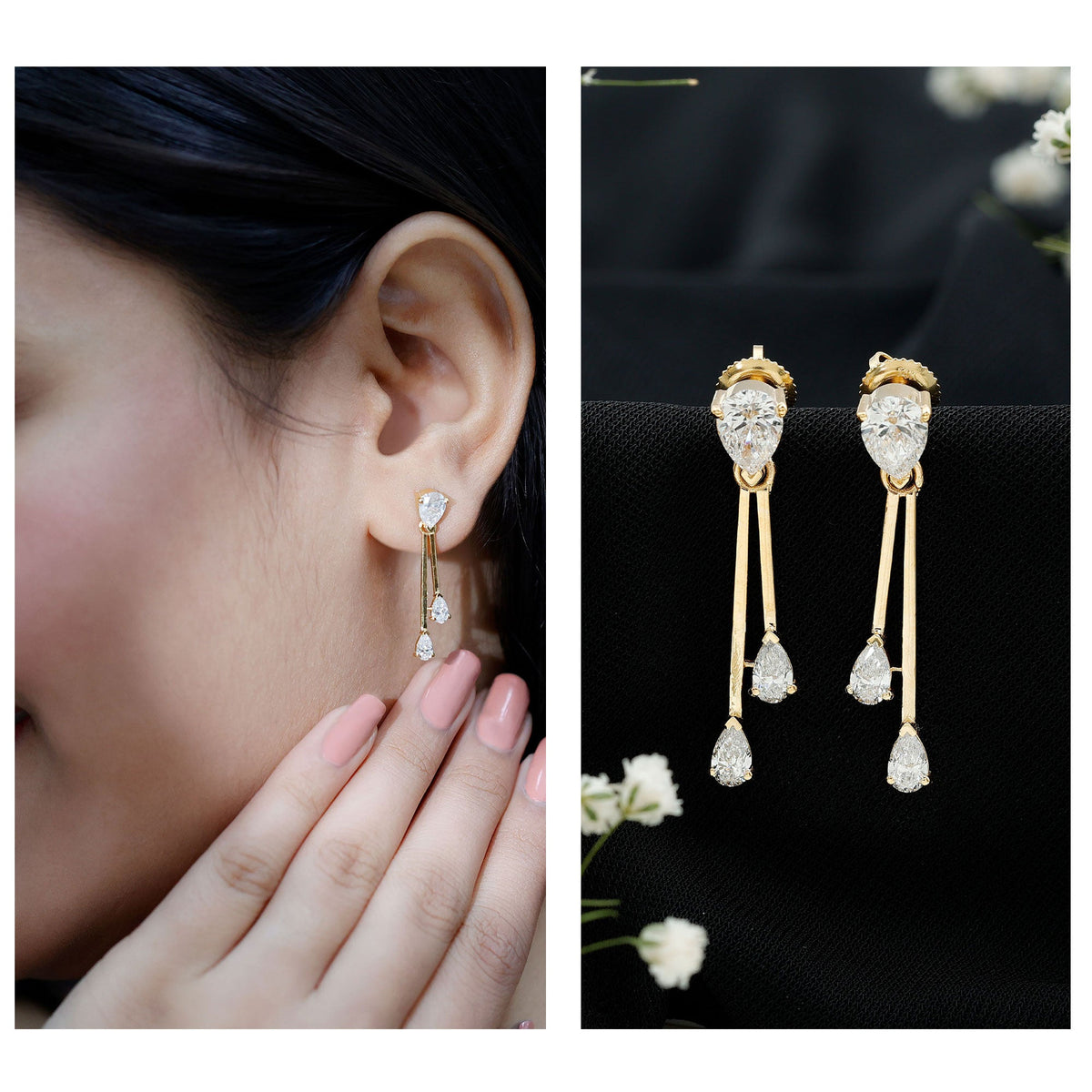 Certified Lab Grown Diamond Teardrop Dangle Earrings