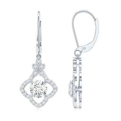 1.9 Carat Certified Lab Round Diamond Flower Drop Earrings