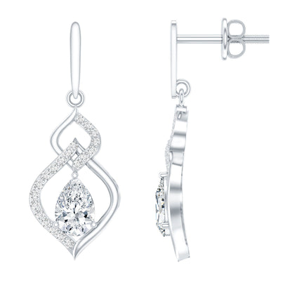 Certified Lab 0.7 Carat Pear Shaped Diamond Drop Bridal Earrings